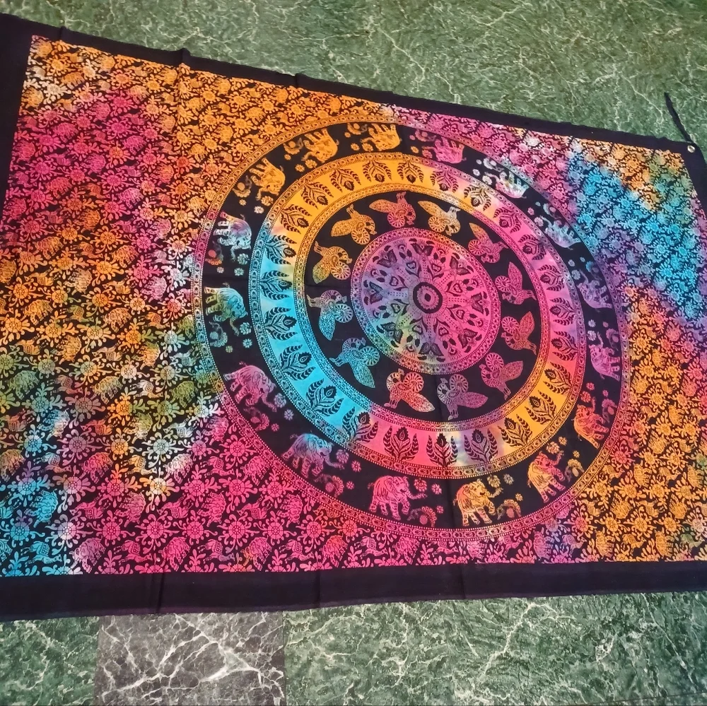 Tapestry multi color screen printed tie dye wall hanging 52x80 elephant …